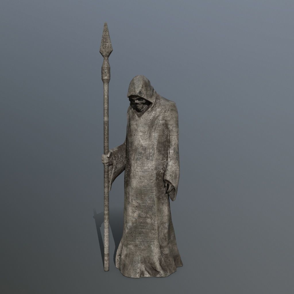 statue with spear Low-poly 3D model_1