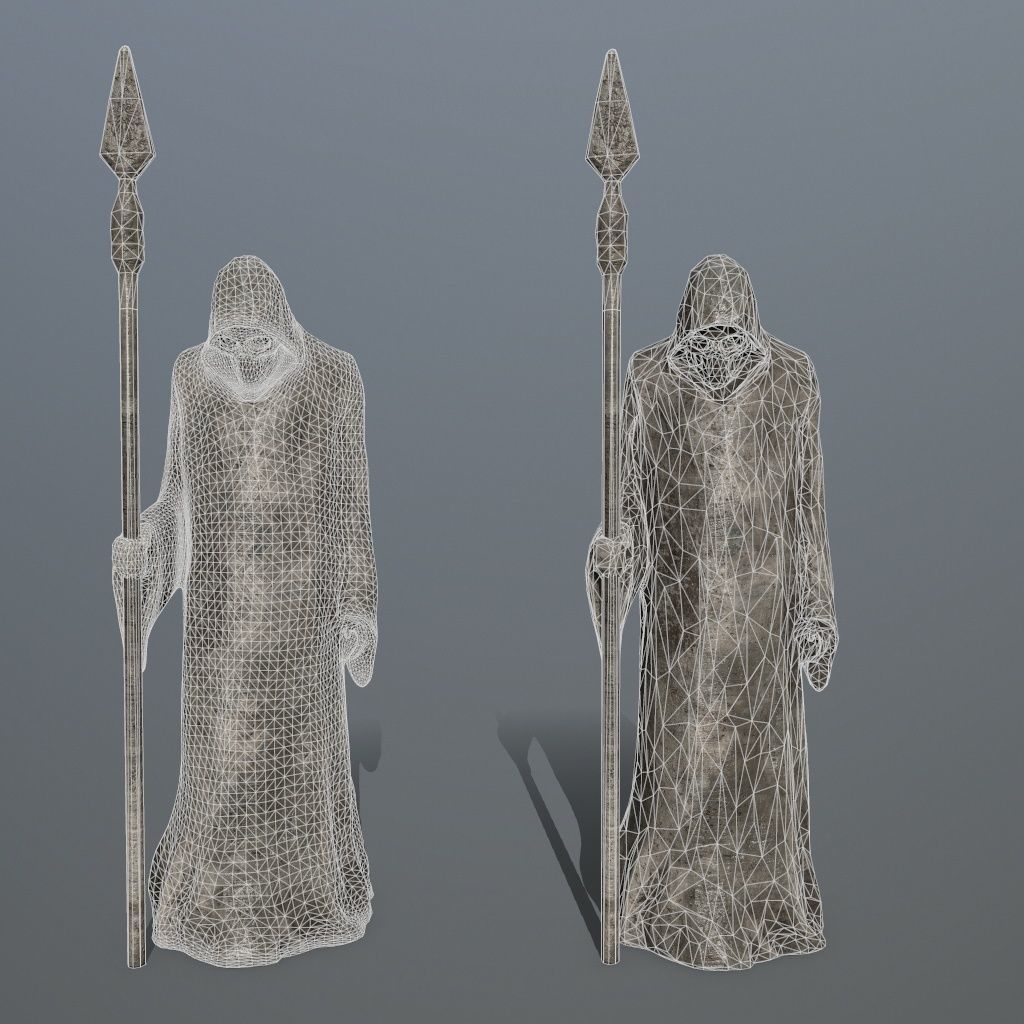 statue with spear Low-poly 3D model_2