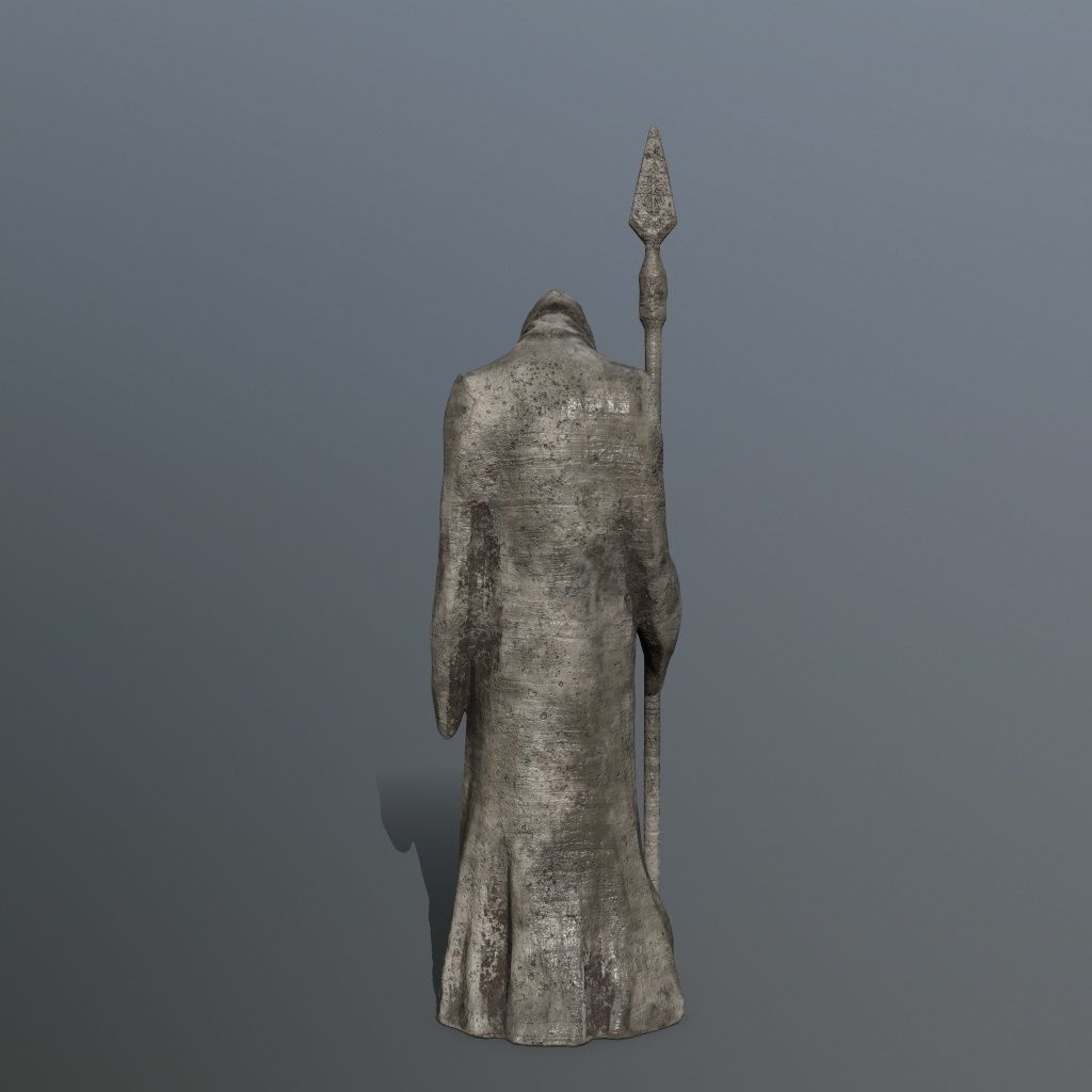 statue with spear Low-poly 3D model_6