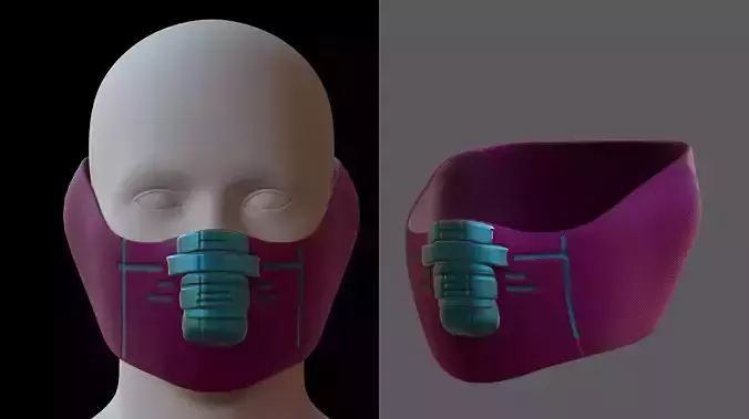 Gas mask helmet 3d model scifi Low-poly 