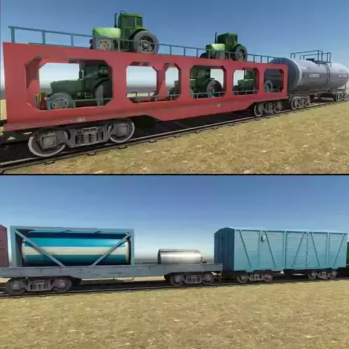 Trains Pack Low-poly 3D model