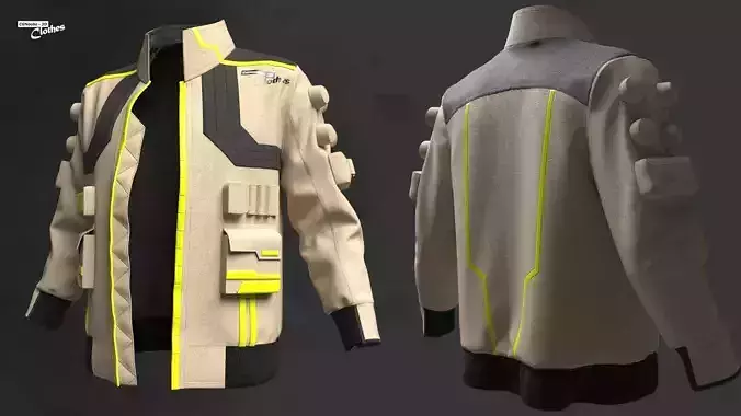 Sci-Fi Male Jacket - 54 Marvelous Designer and Clo3D 3D model