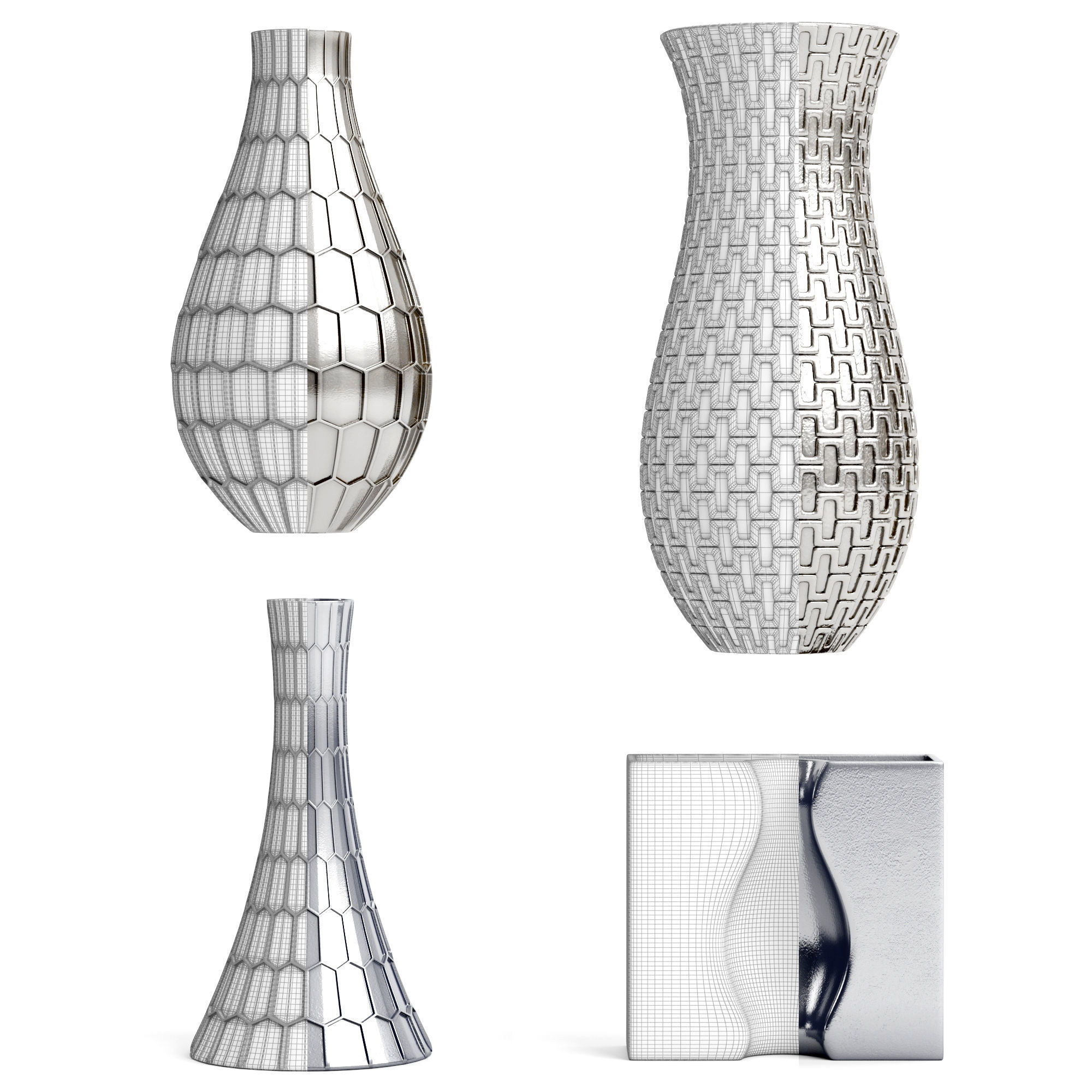 vase set 1 silver 3D model_3