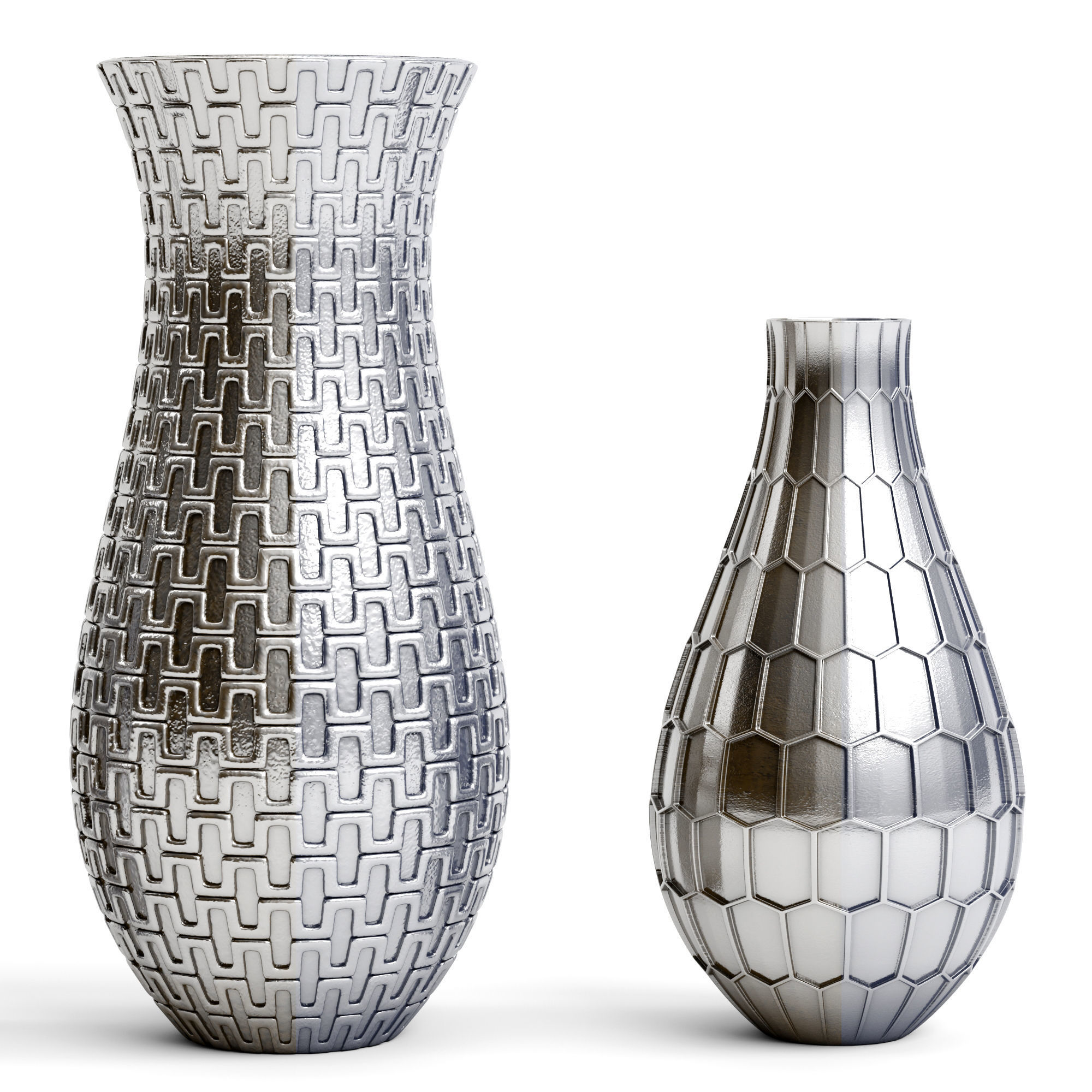 vase set 1 silver 3D model_1