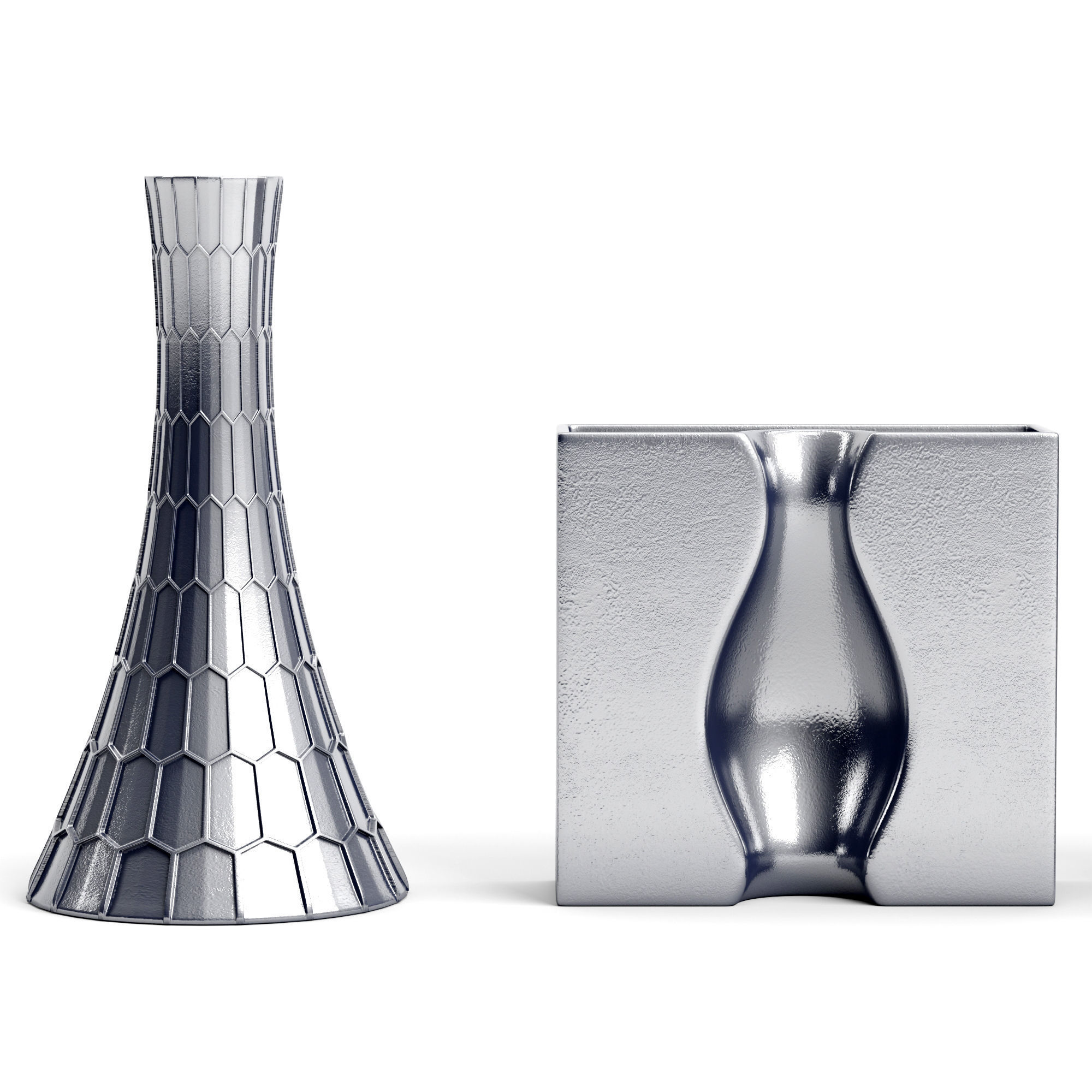 vase set 1 silver 3D model_2