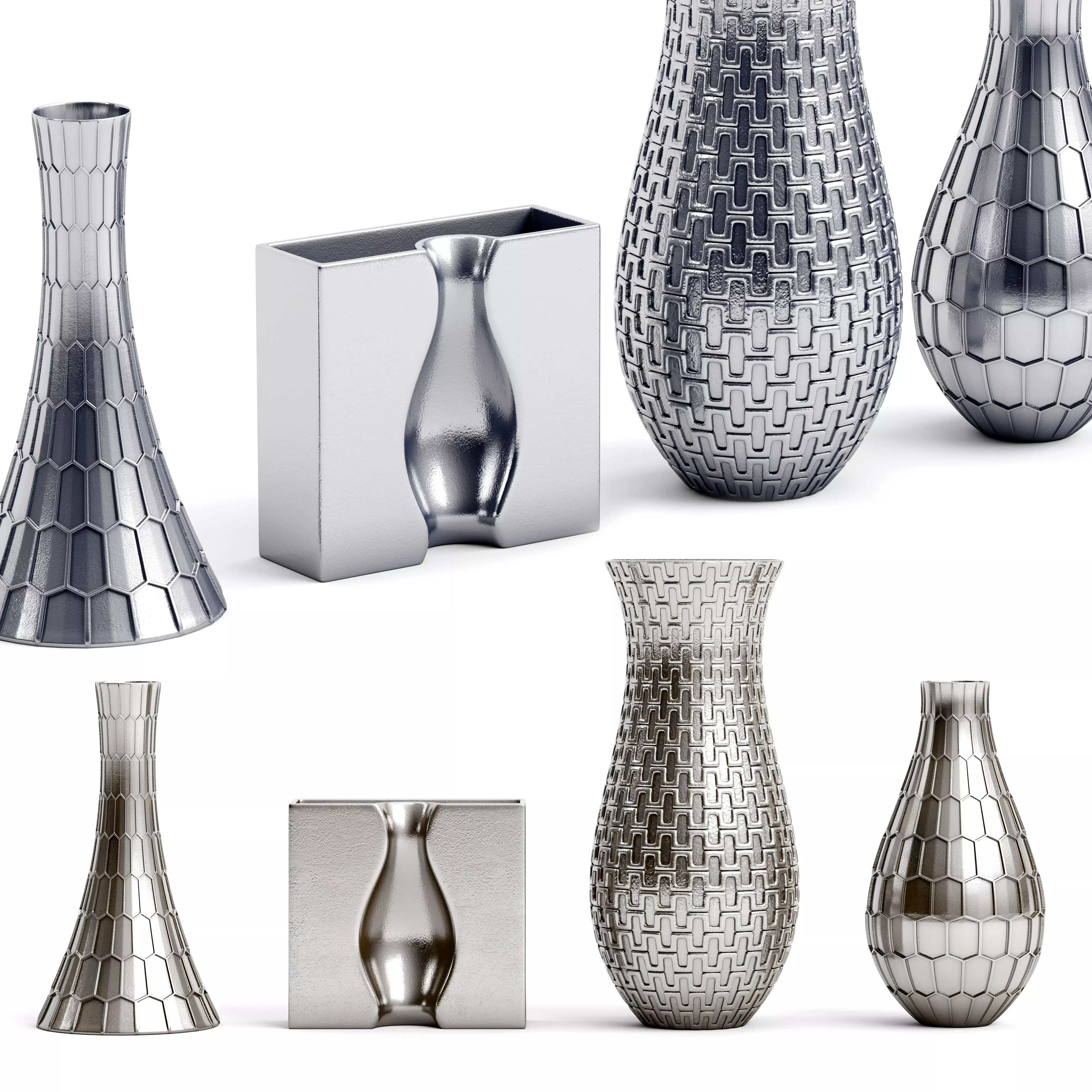 vase set 1 silver 3D model_0