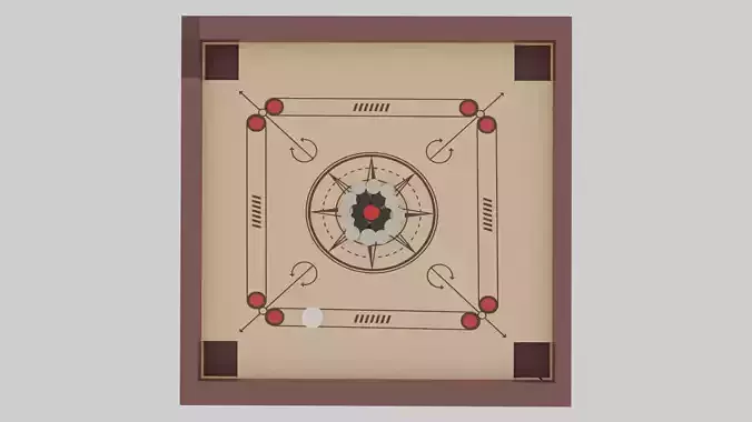 Carrom Board 3D Model Low-poly 3D model