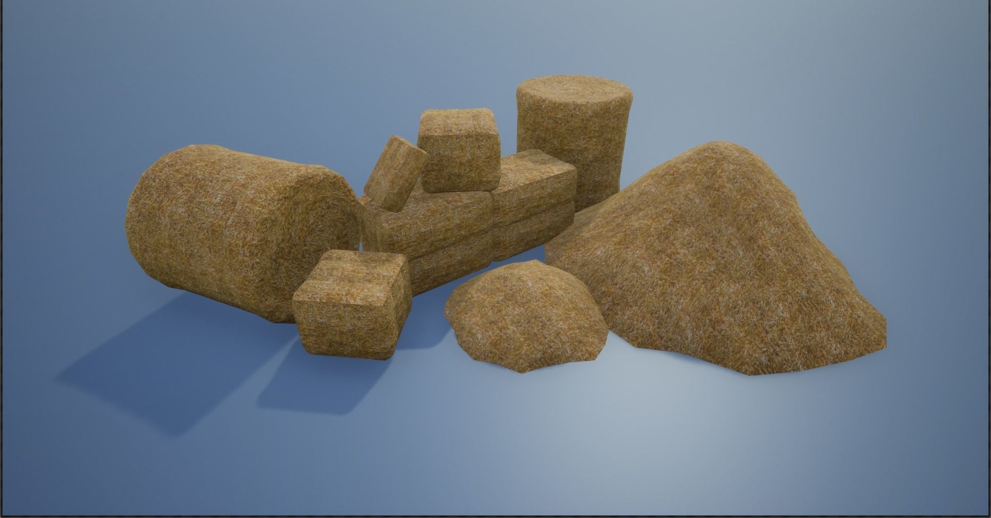 Lowpoly Hay Stacks Low-poly 3D model_1