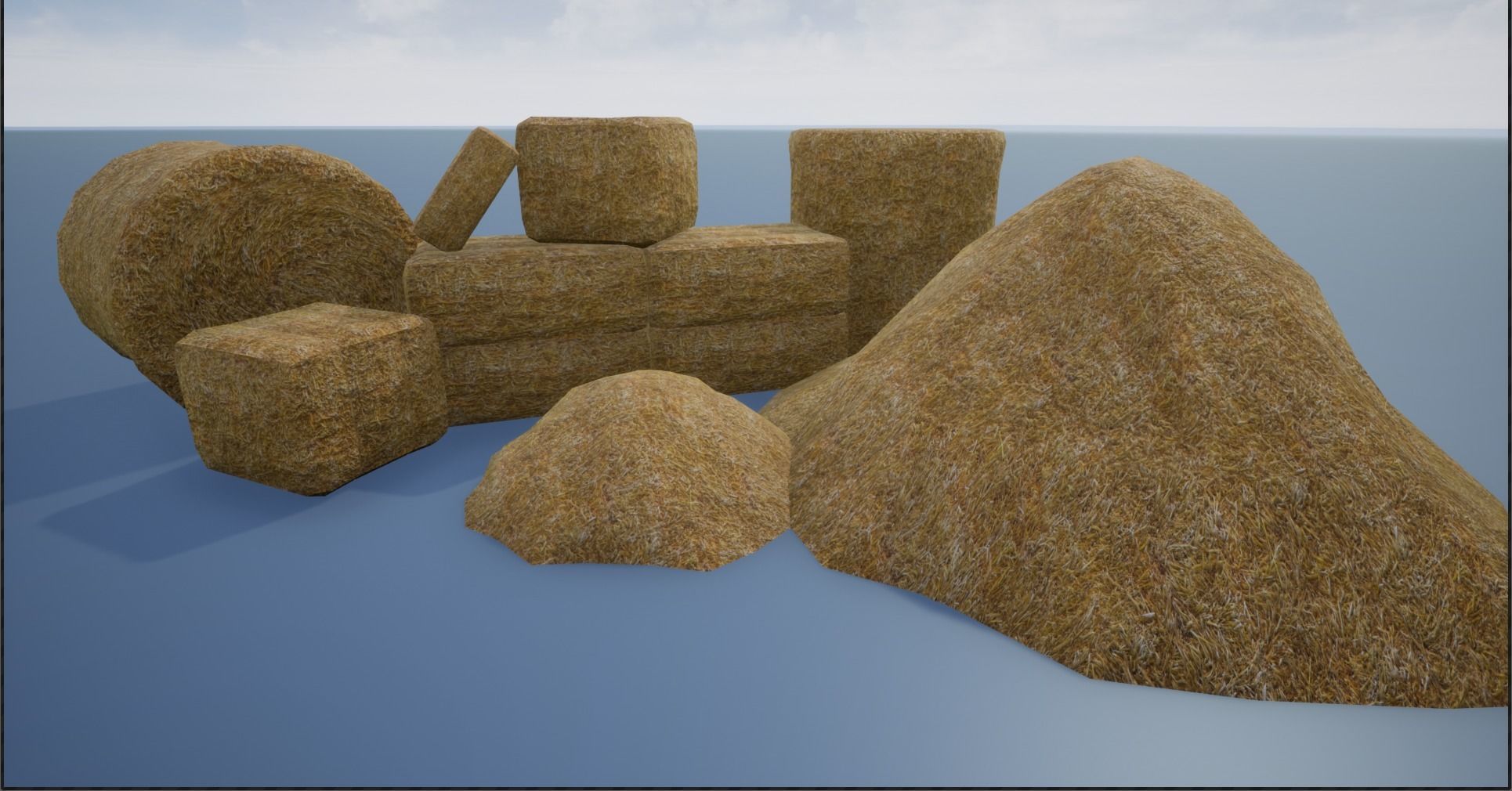 Lowpoly Hay Stacks Low-poly 3D model_2