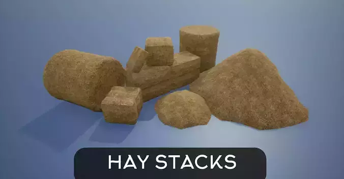 Lowpoly Hay Stacks Low-poly 3D model
