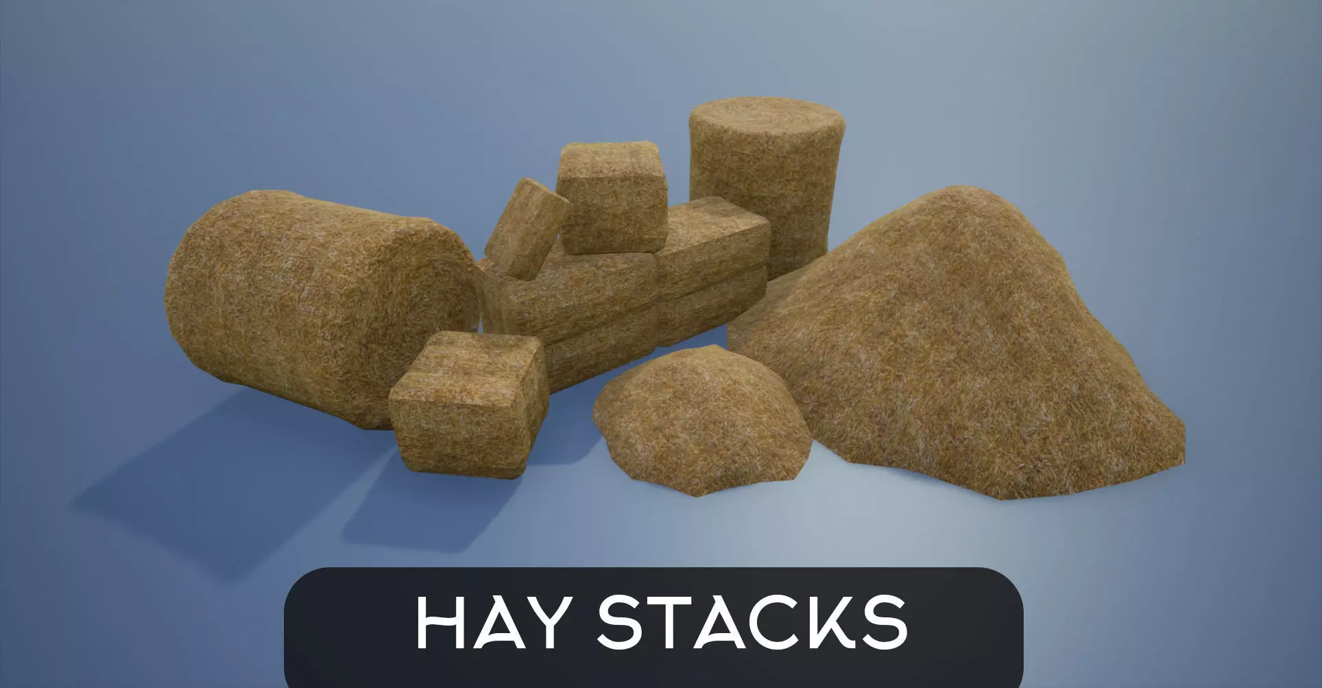 Lowpoly Hay Stacks Low-poly 3D model_0