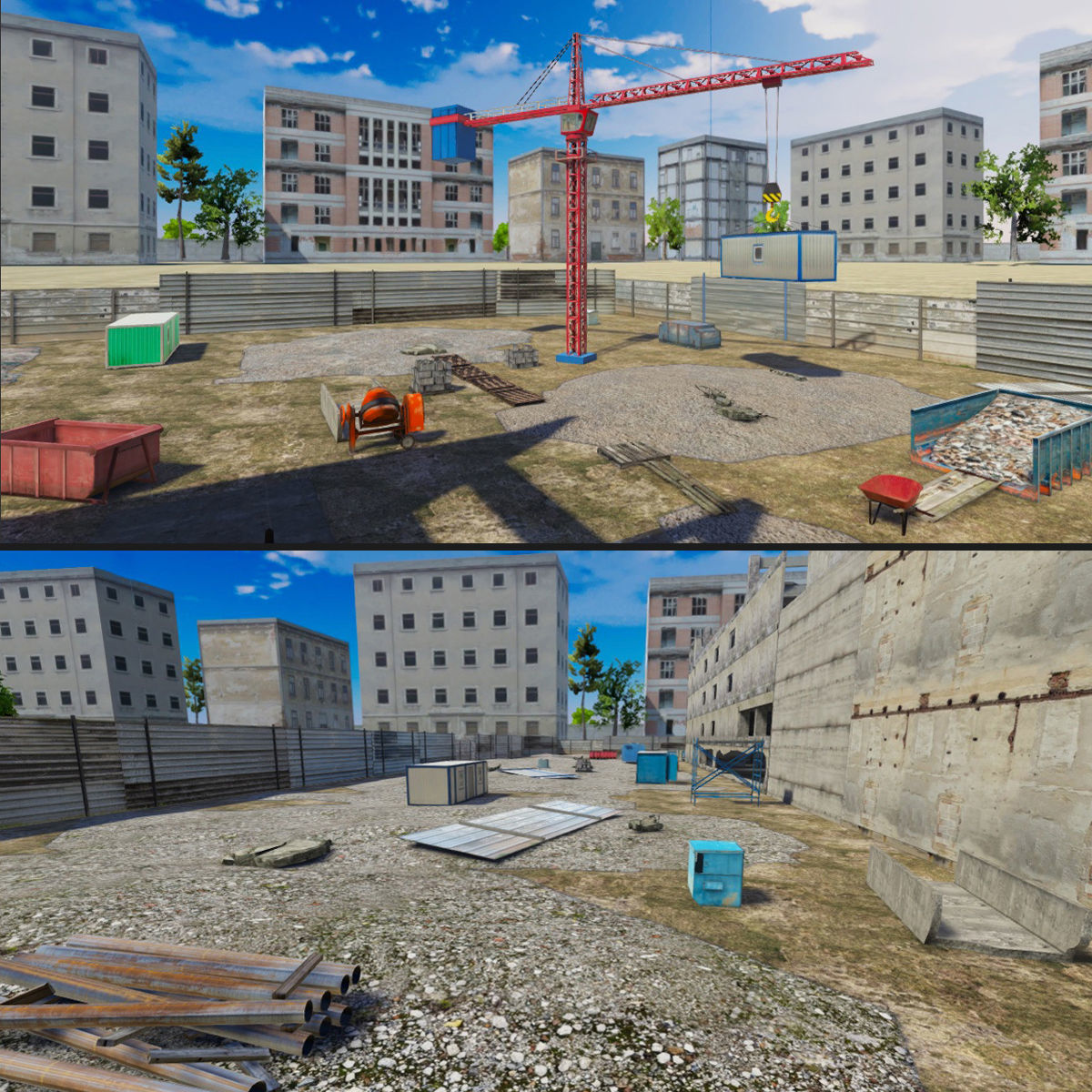 Abandoned House Set Low-poly 3D model_1