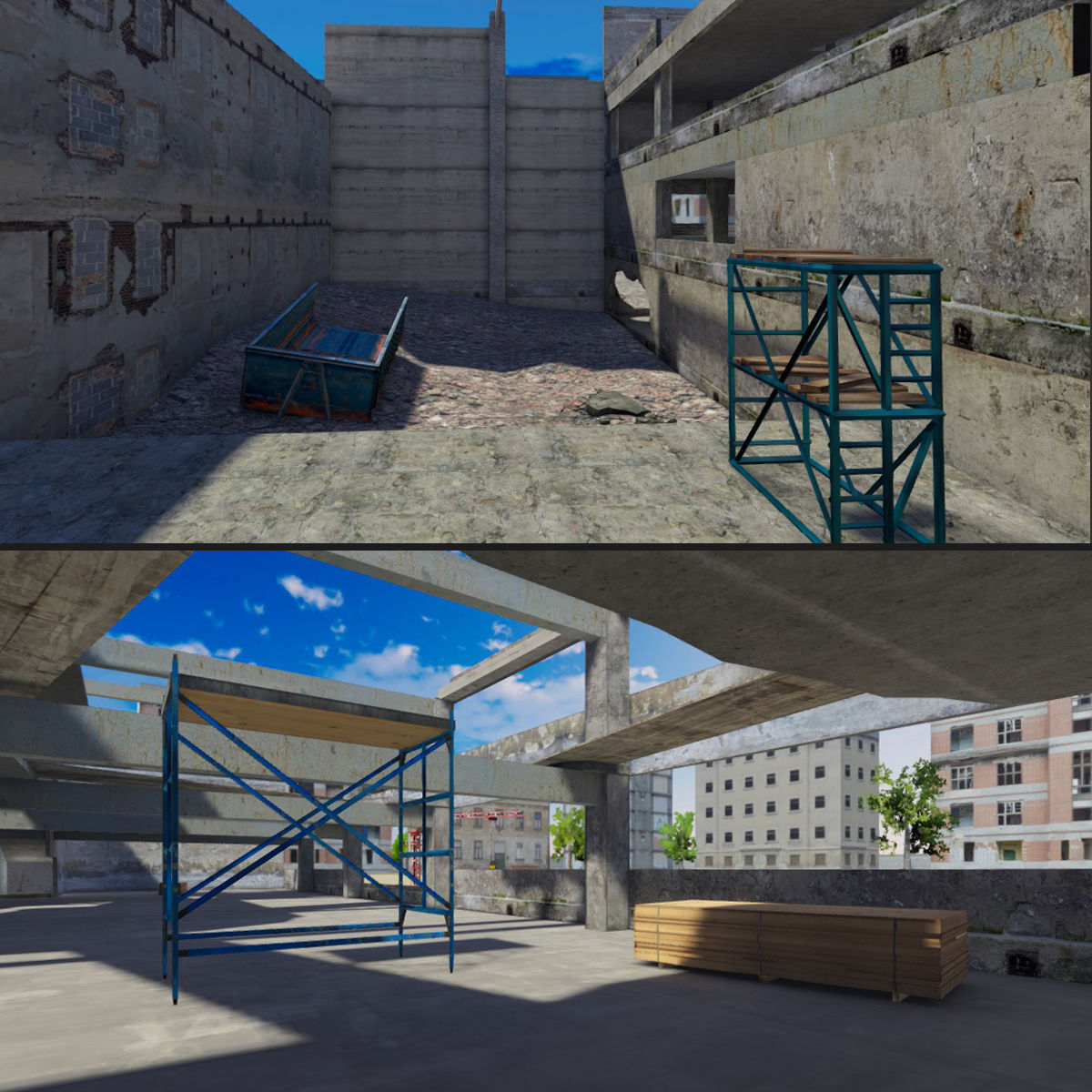 Abandoned House Set Low-poly 3D model_11