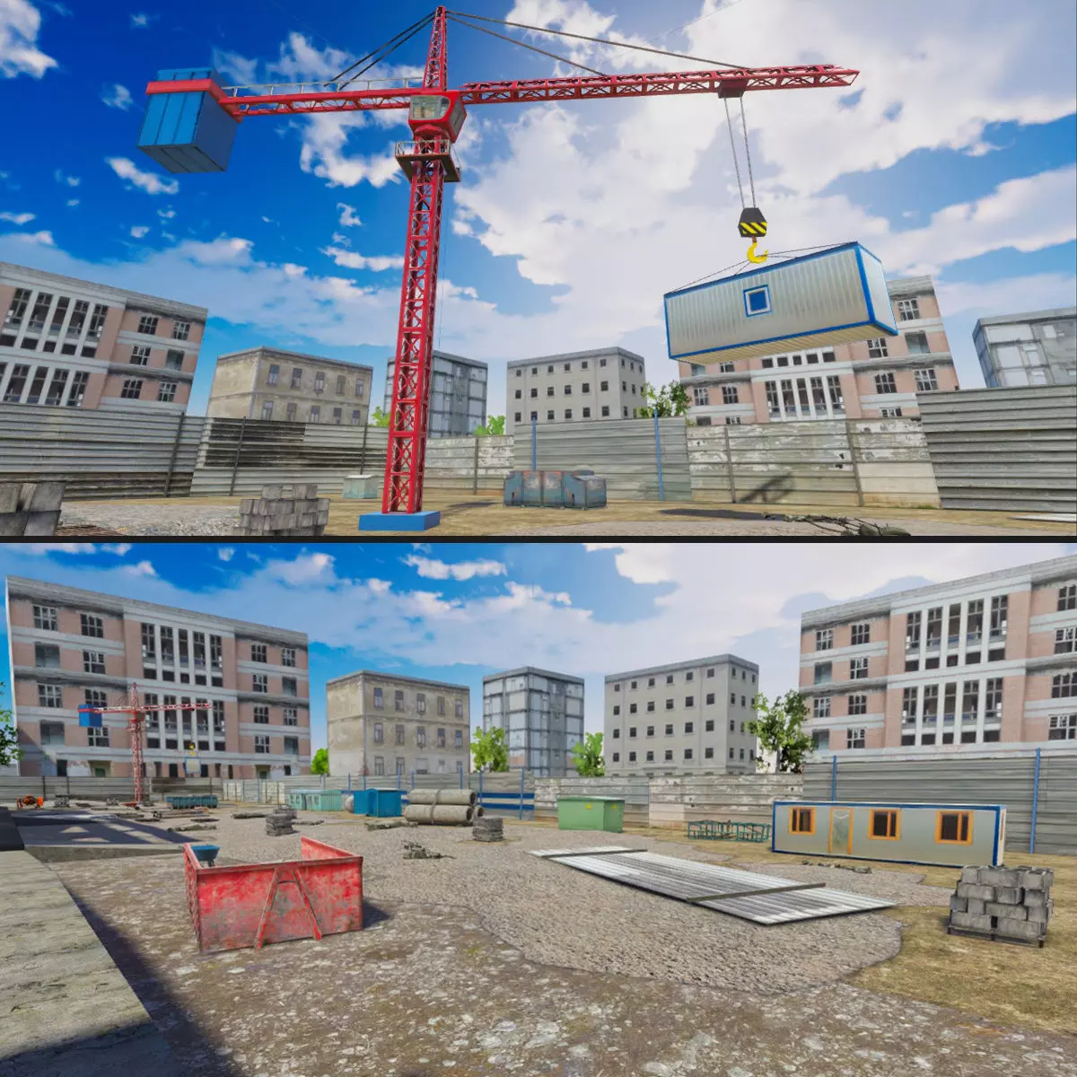 Abandoned House Set Low-poly 3D model_0