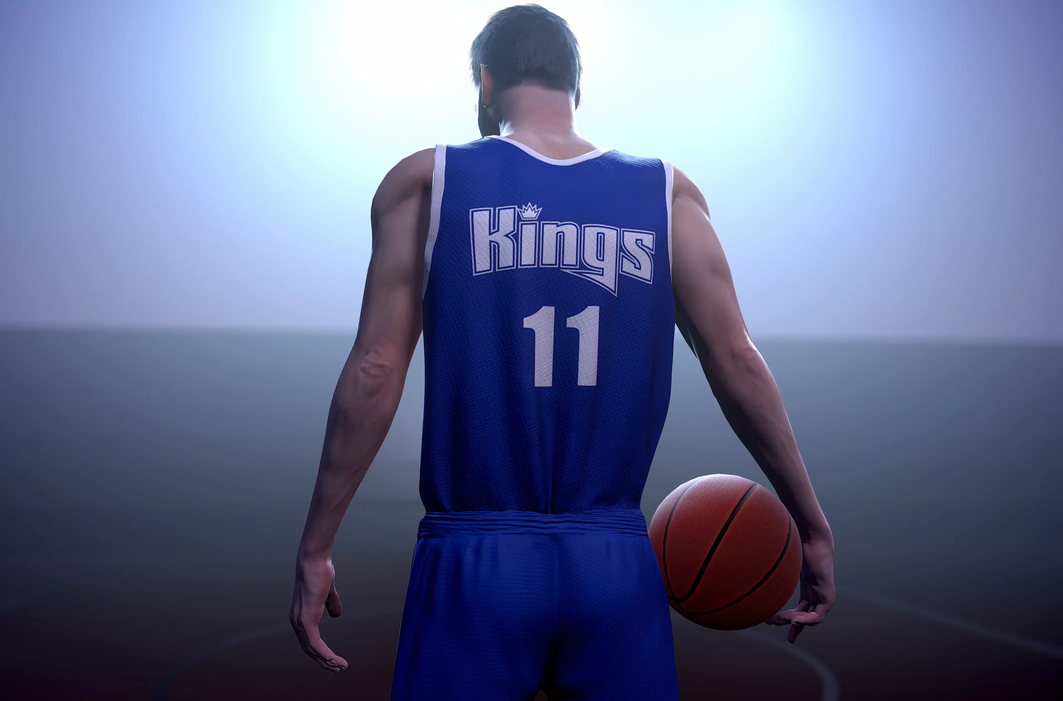 Basketball player Low-poly 3D model_0