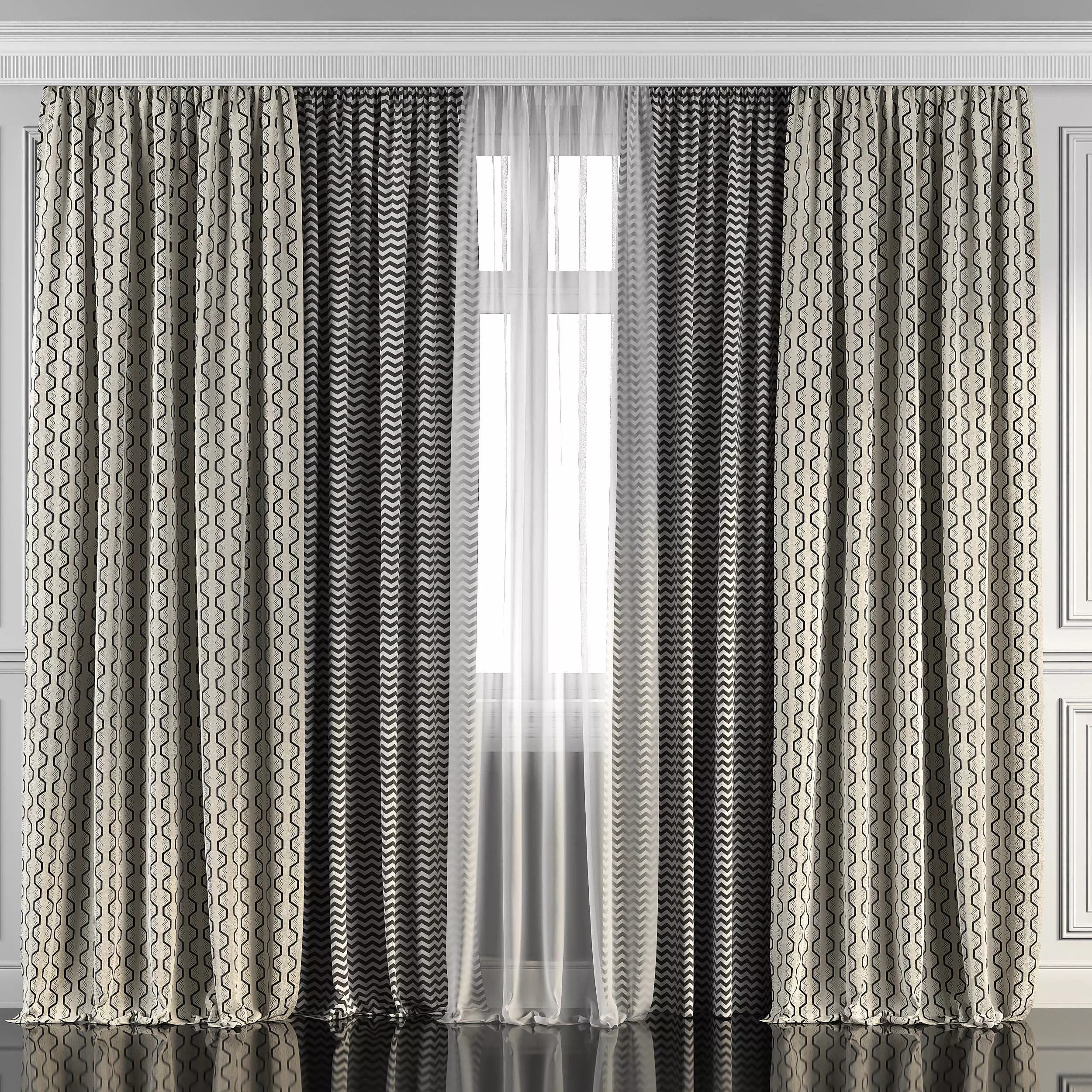 Curtain Set 106 3D model_0