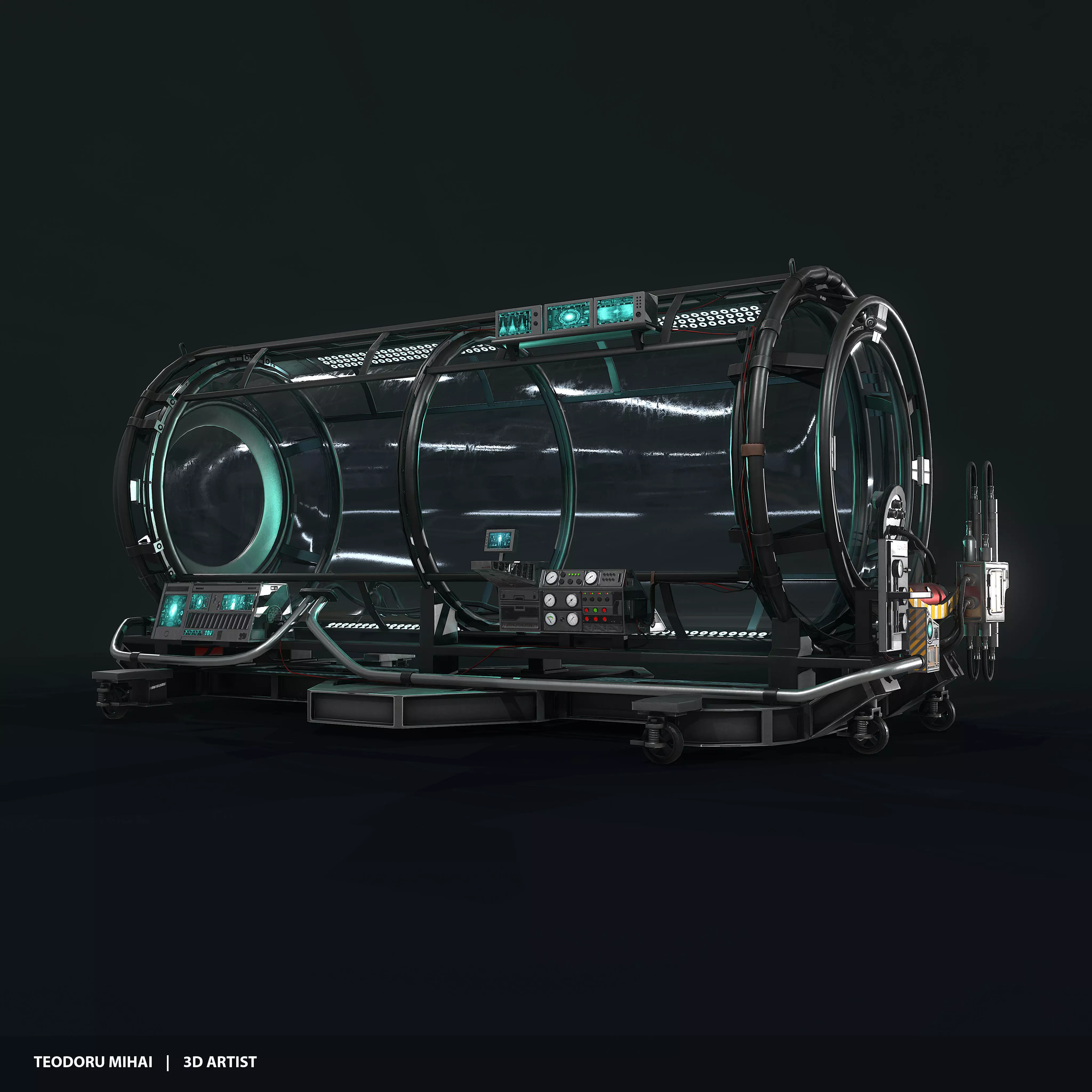 Sci-fi Lab Incubator Low-poly 3D model_0