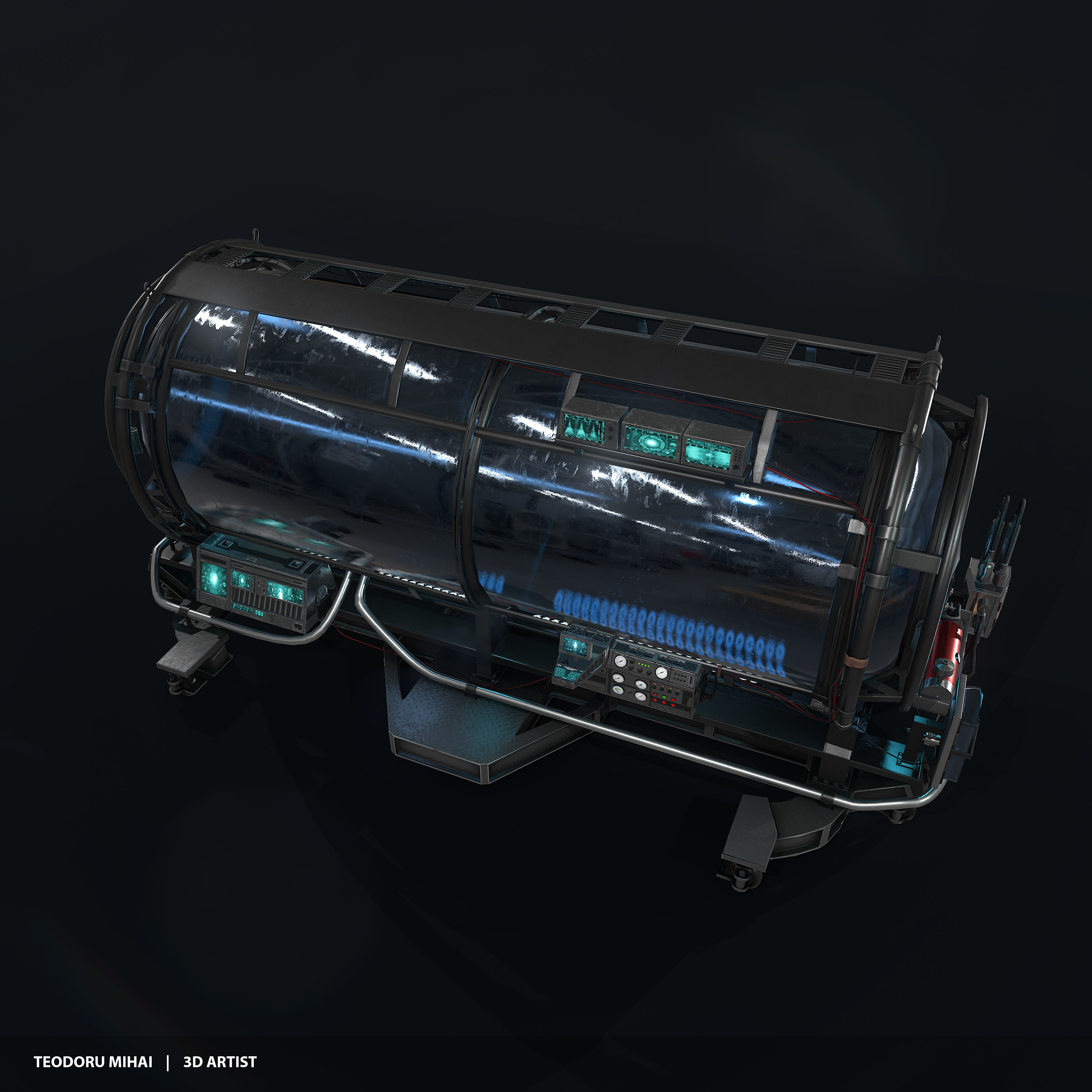 Sci-fi Lab Incubator Low-poly 3D model_4