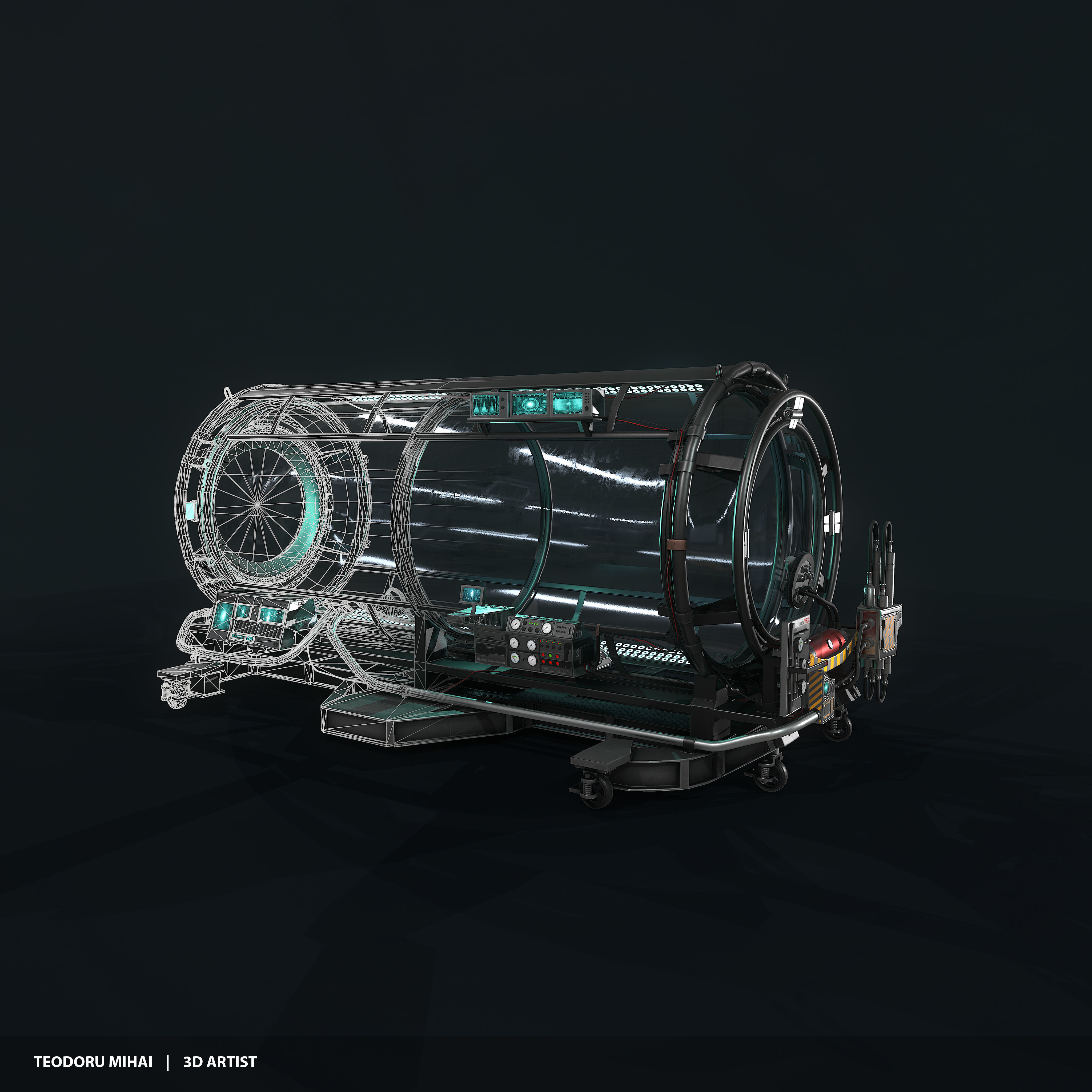 Sci-fi Lab Incubator Low-poly 3D model_2