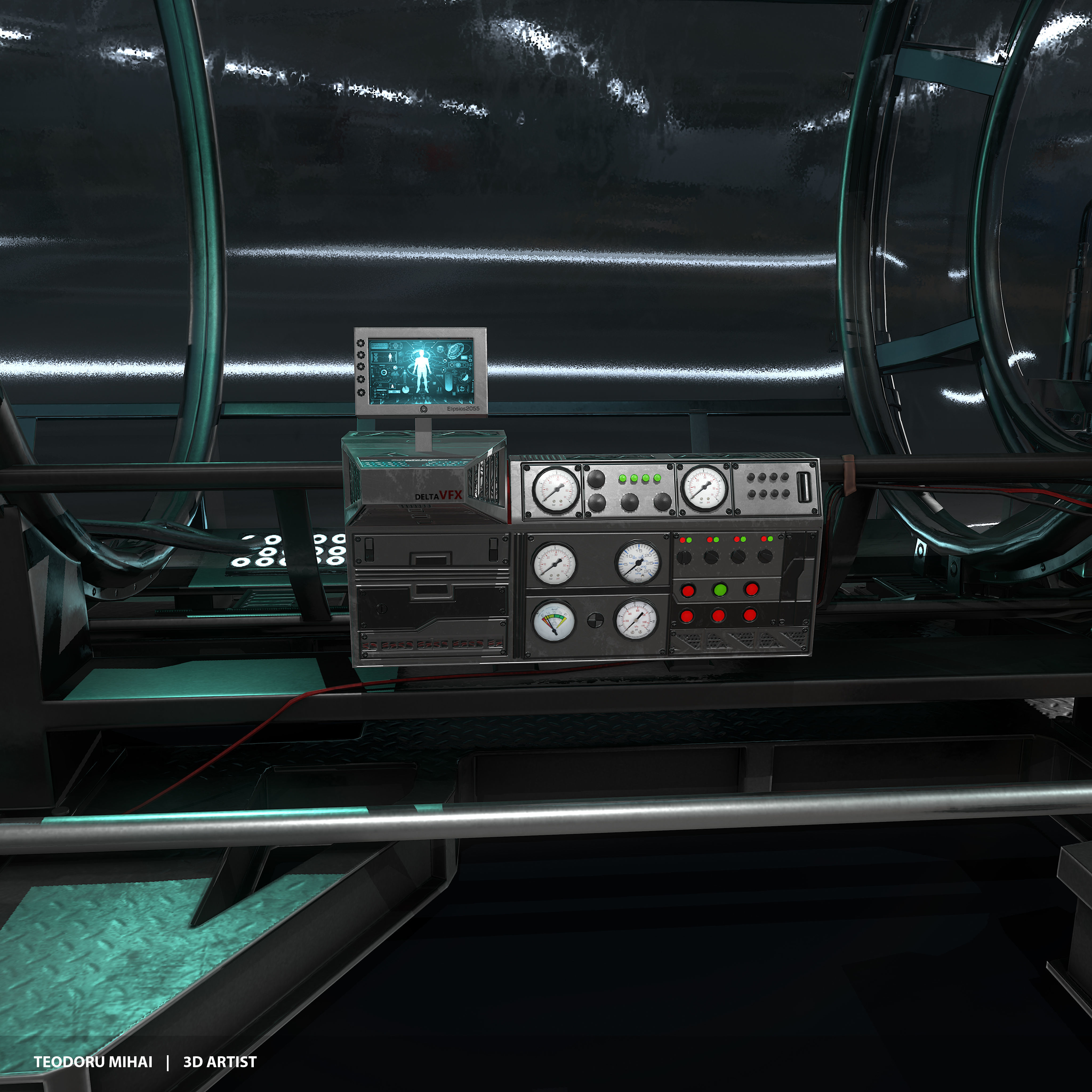 Sci-fi Lab Incubator Low-poly 3D model_1