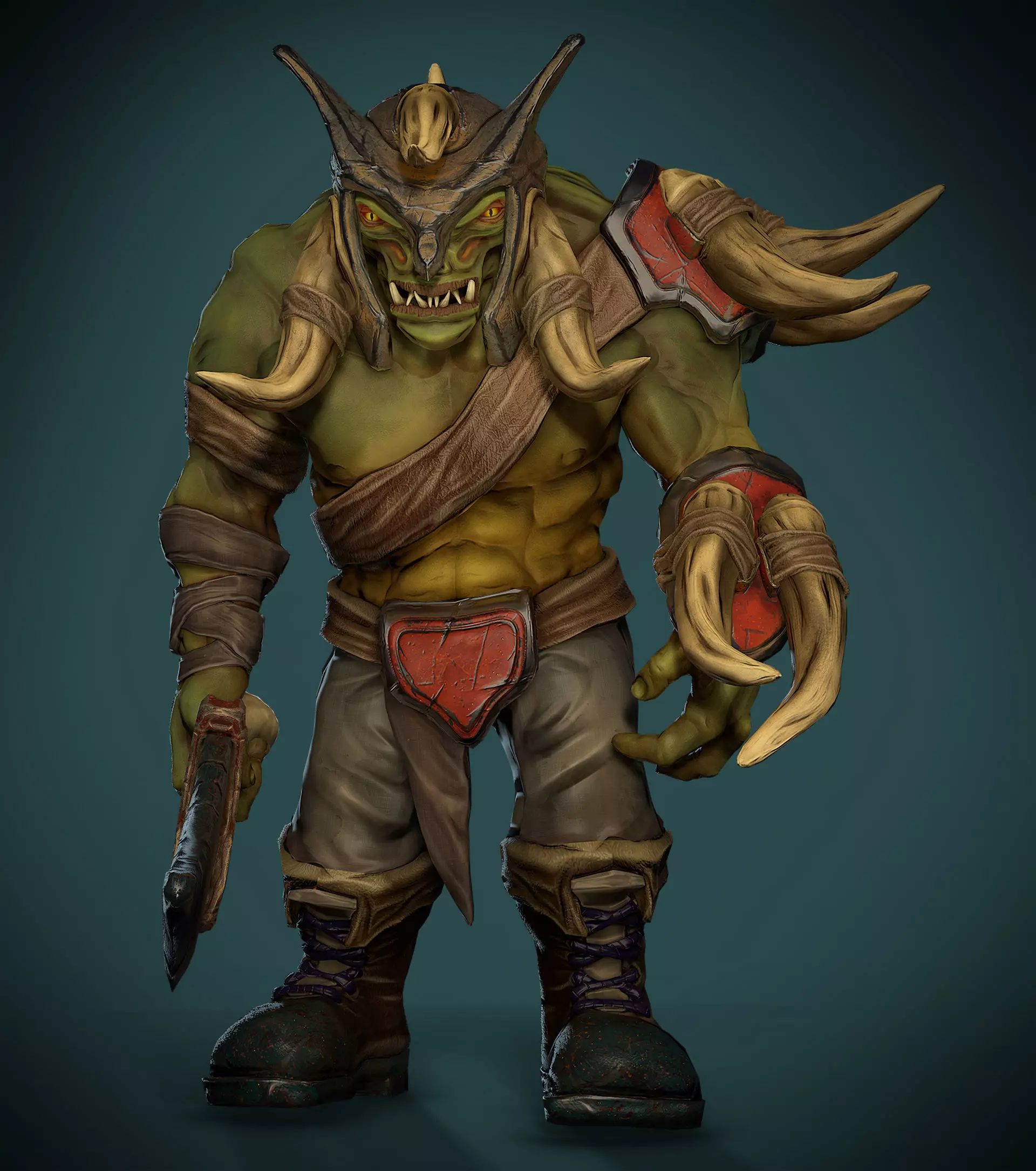 Monster Warrior Low-poly 3D model_0
