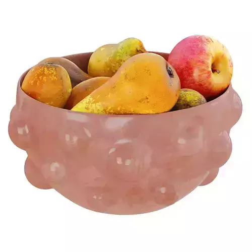 Conference Pears and Apples in a Round Decorative Vase 3D model