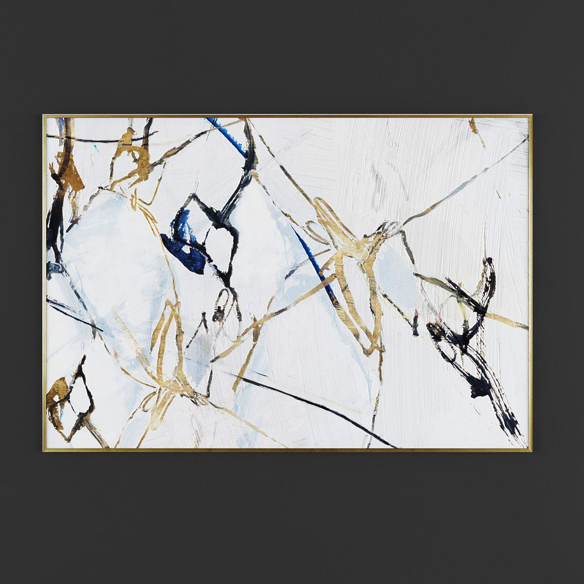 Pictures42 abstract painting in gold Low-poly 3D model_1