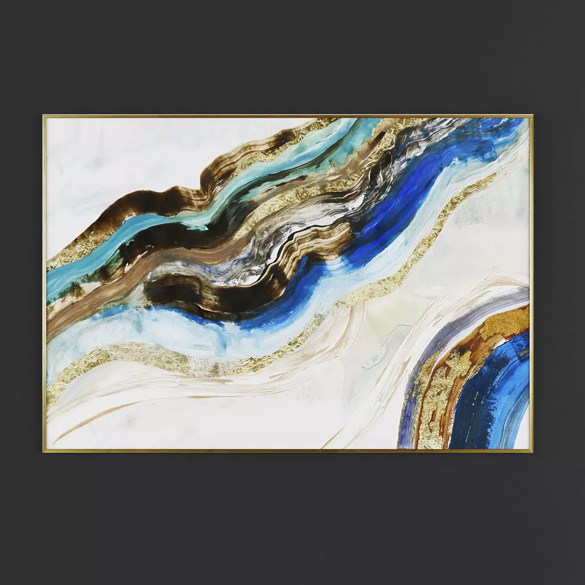 Pictures42 abstract painting in gold Low-poly 3D model_0