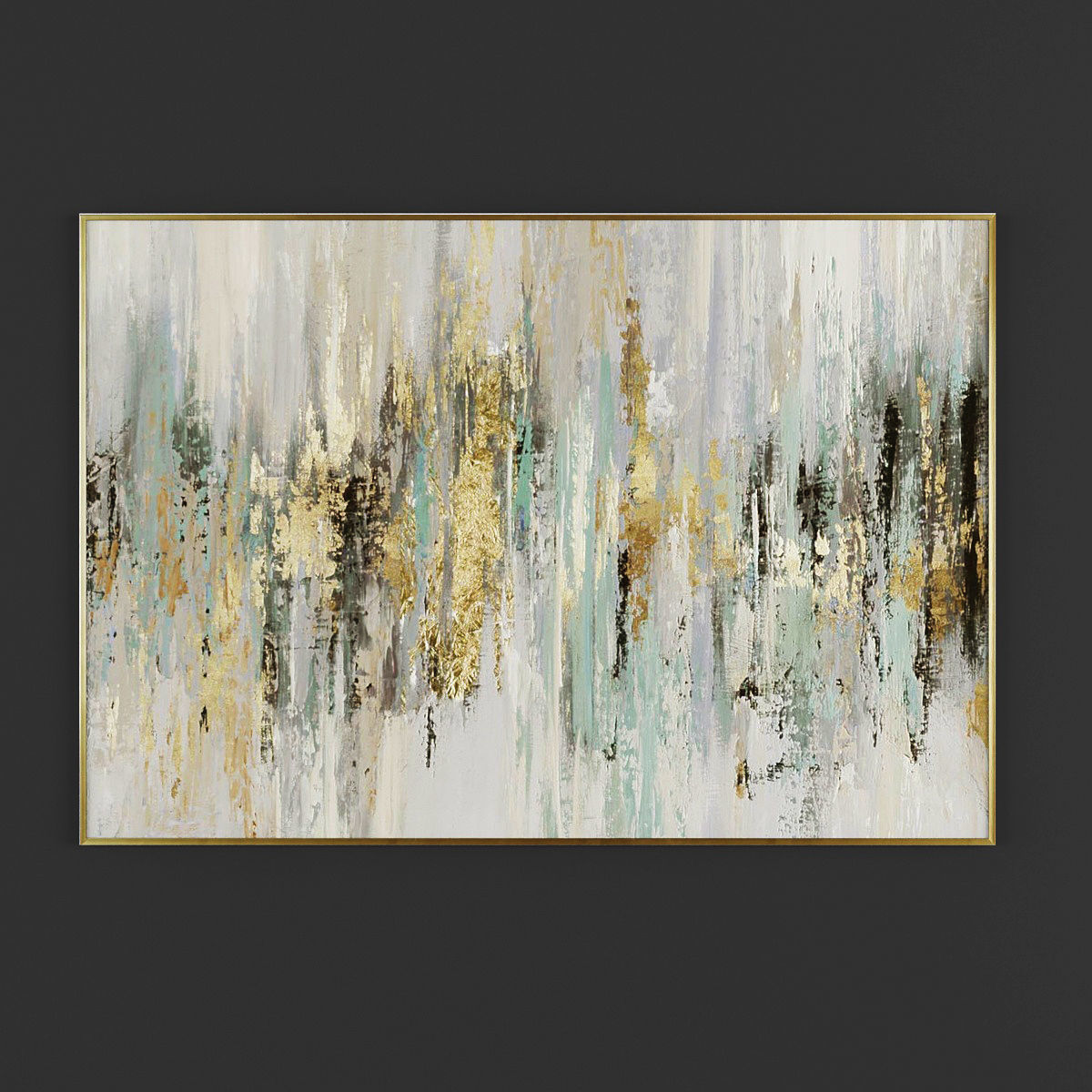 Pictures42 abstract painting in gold Low-poly 3D model_2