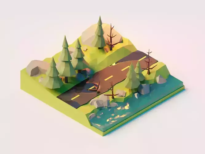Forest Road Low Poly 