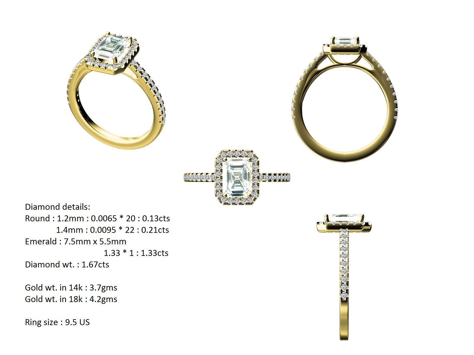 Women solitaire ring full US finger size 3dm stl render detail  3D print model_12