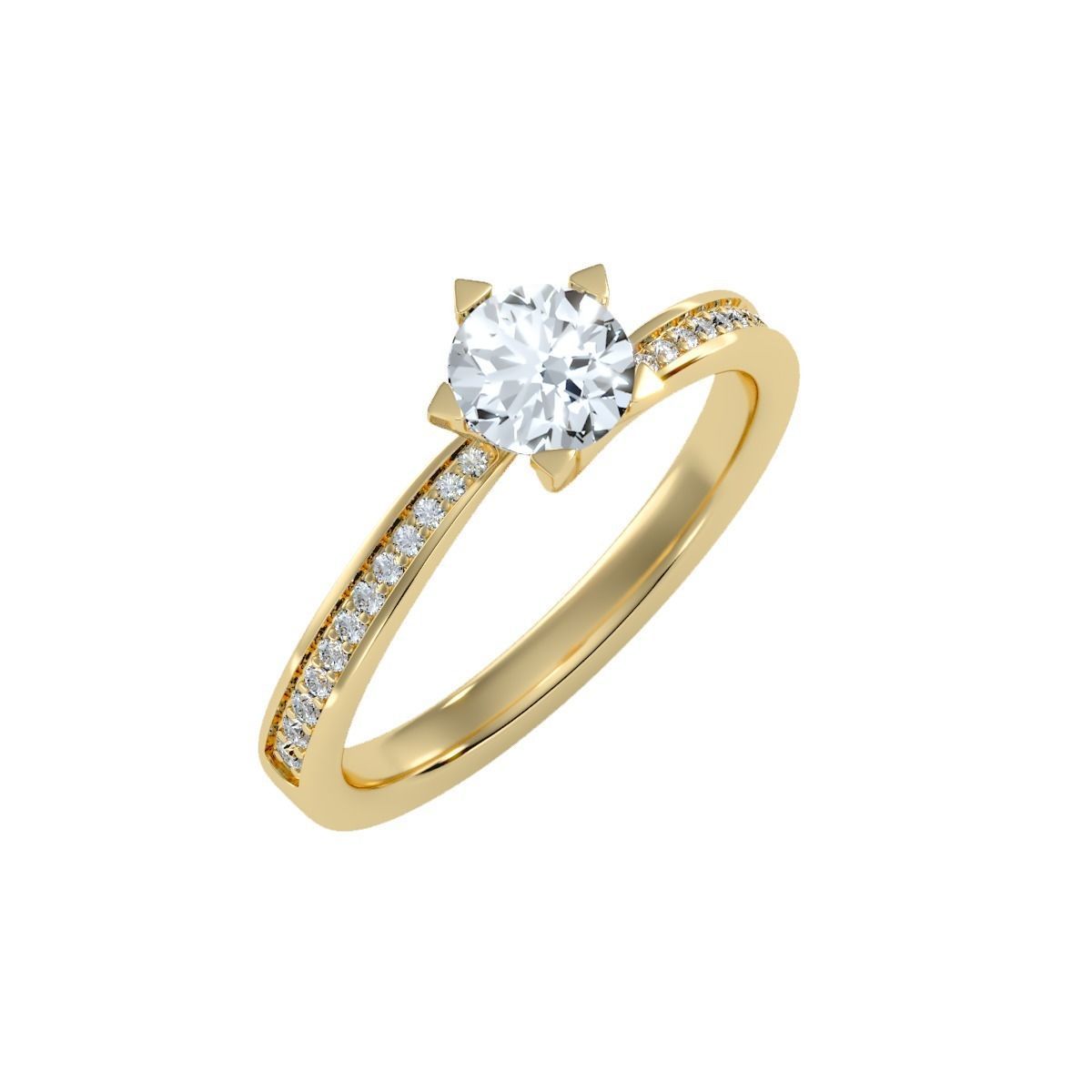 Women solitaire ring full US finger size 3dm stl render detail 3D print model_21