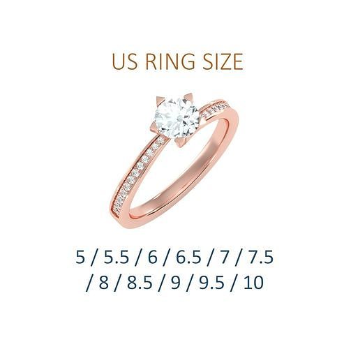 Women solitaire ring full US finger size 3dm stl render detail 3D print model