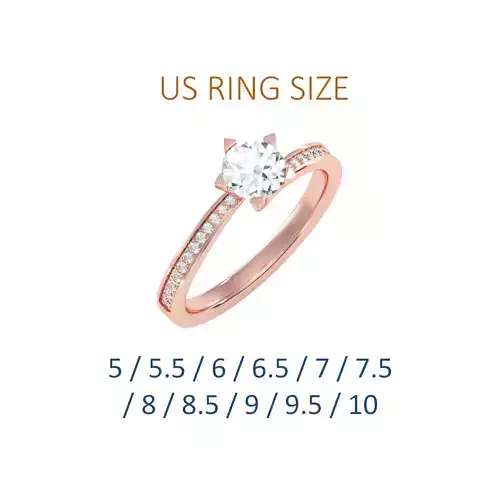 Women solitaire ring full US finger size 3dm stl render detail