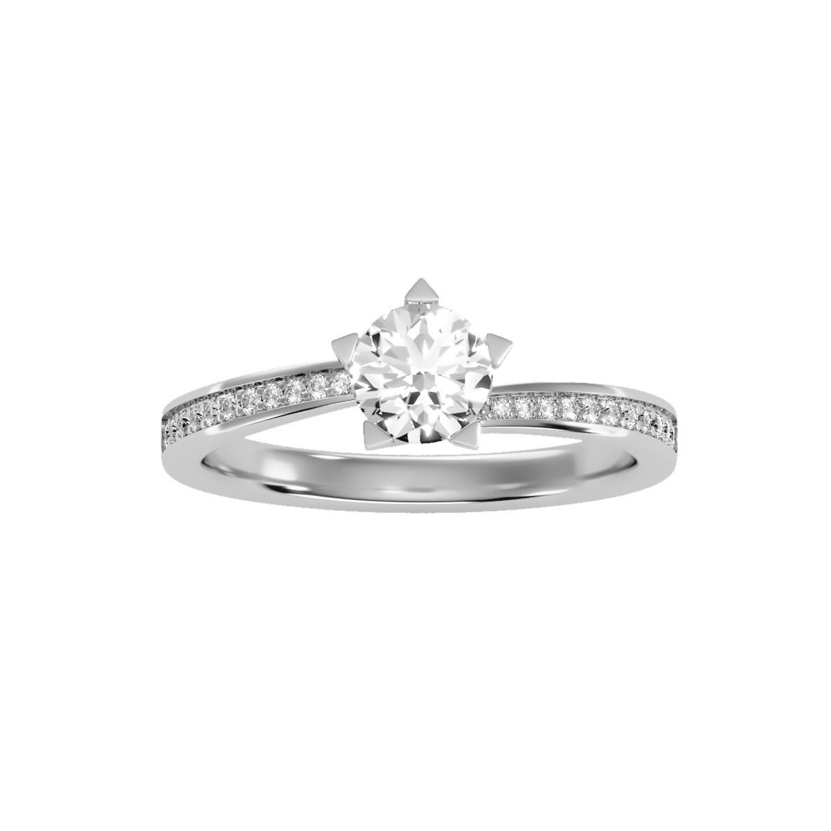 Women solitaire ring full US finger size 3dm stl render detail 3D print model_19