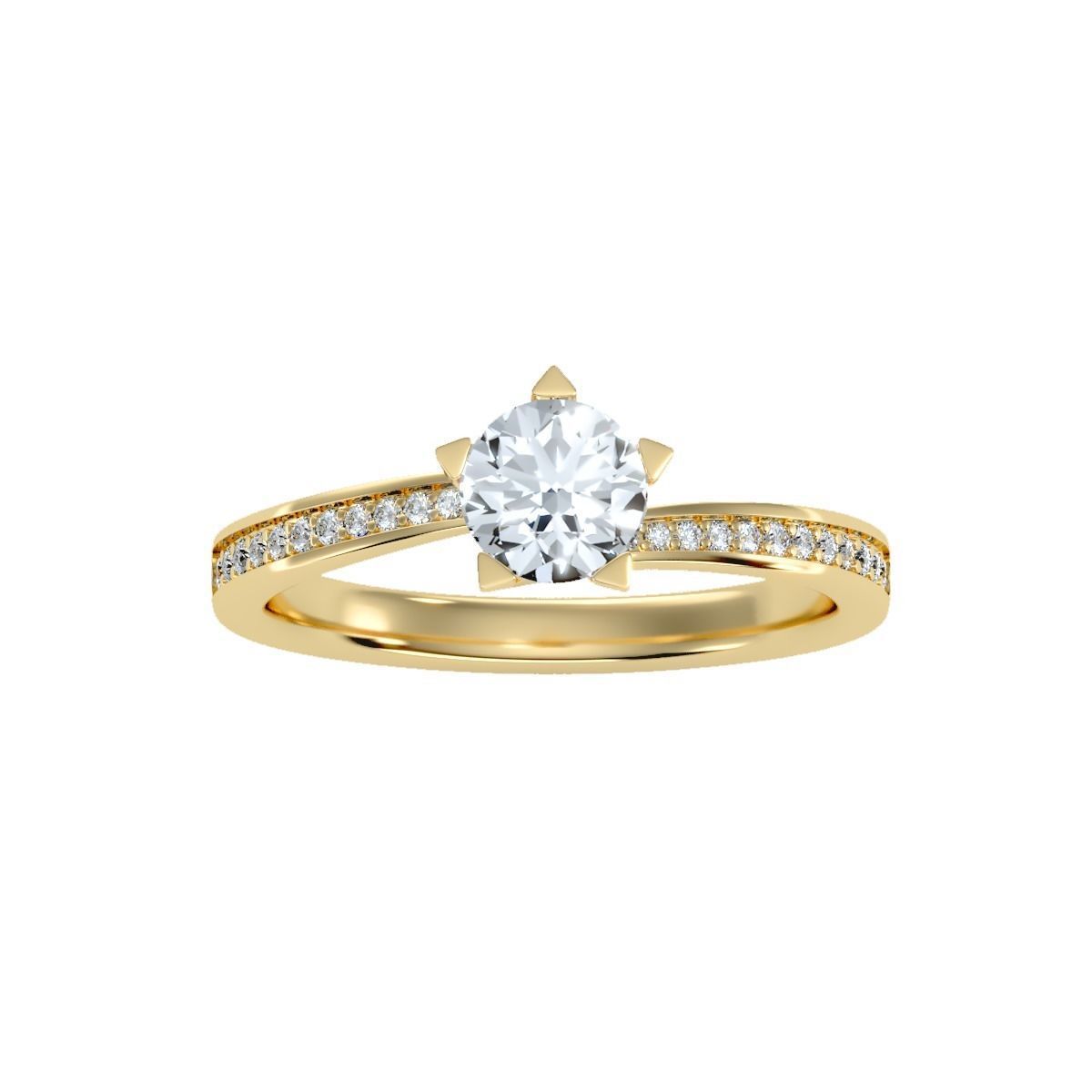 Women solitaire ring full US finger size 3dm stl render detail 3D print model_23