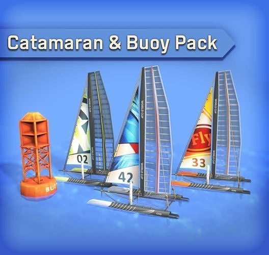 Catamaran and Buoy Pack Low-poly 3D model