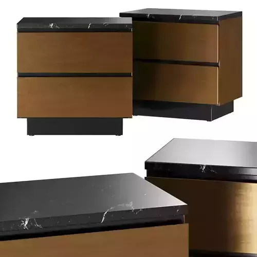 CB2 Exclusive Logan Black Marble and Brass Nightstand