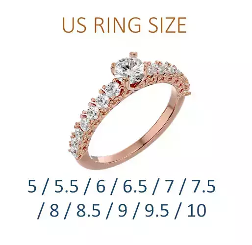 Women solitaire ring full US finger size 3dm stl render detail