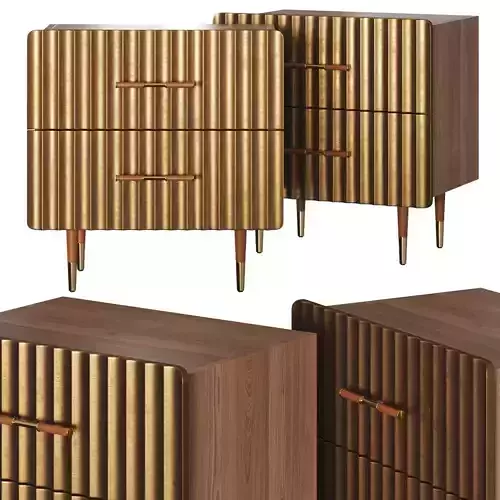 CB2 Exclusive Crimped Gold Leaf Nightstand 3D model