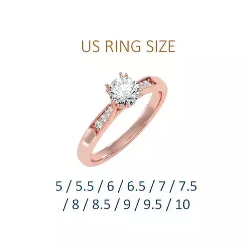 Women solitaire ring full US finger size 3dm stl render detail  3D print model