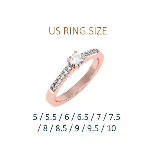 Women solitaire ring full US finger size 3dm stl render detail 