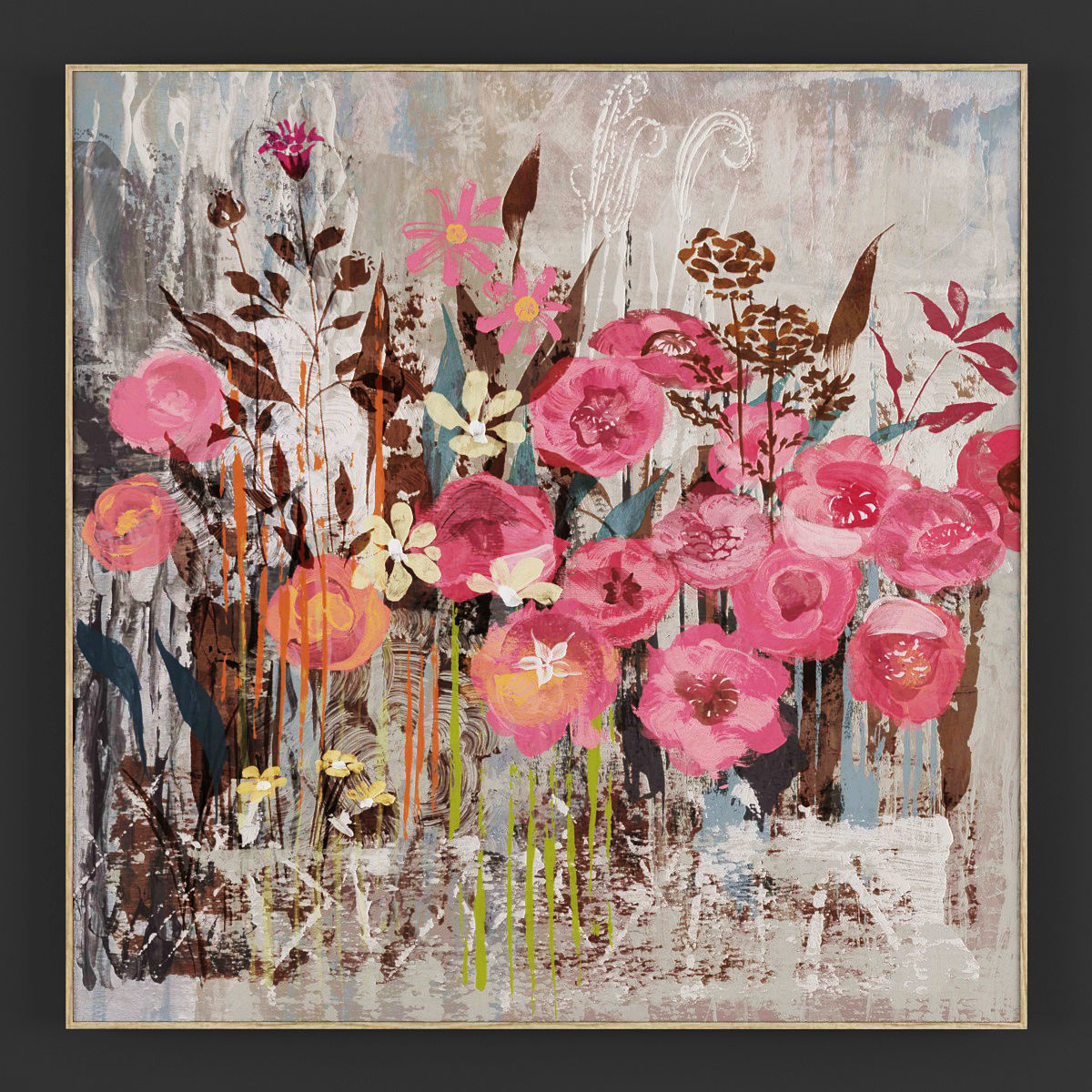 Pictures58 abstract painting of flowers in vase Low-poly 3D model_1