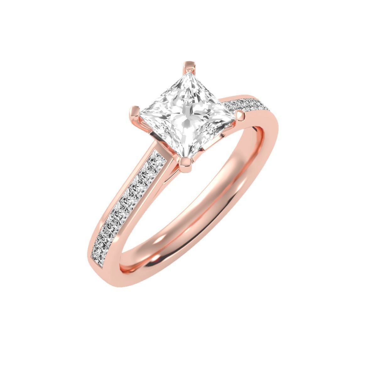 Women solitaire ring full US finger size 3dm stl render detail 3D print model_13