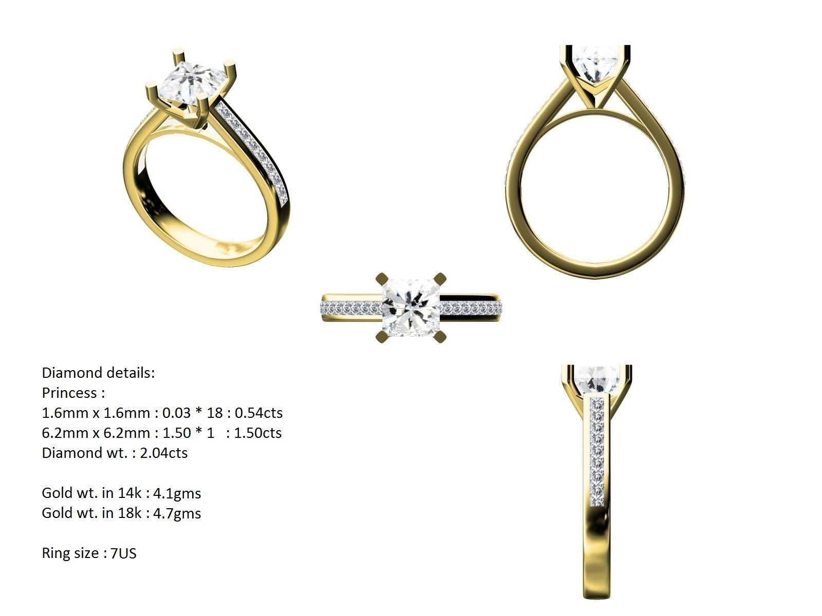 Women solitaire ring full US finger size 3dm stl render detail 3D print model_7