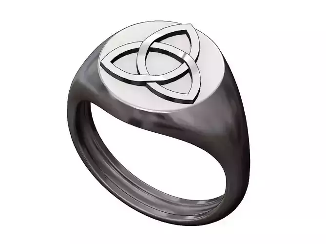 Round Celtic knot signet ring 3D print model