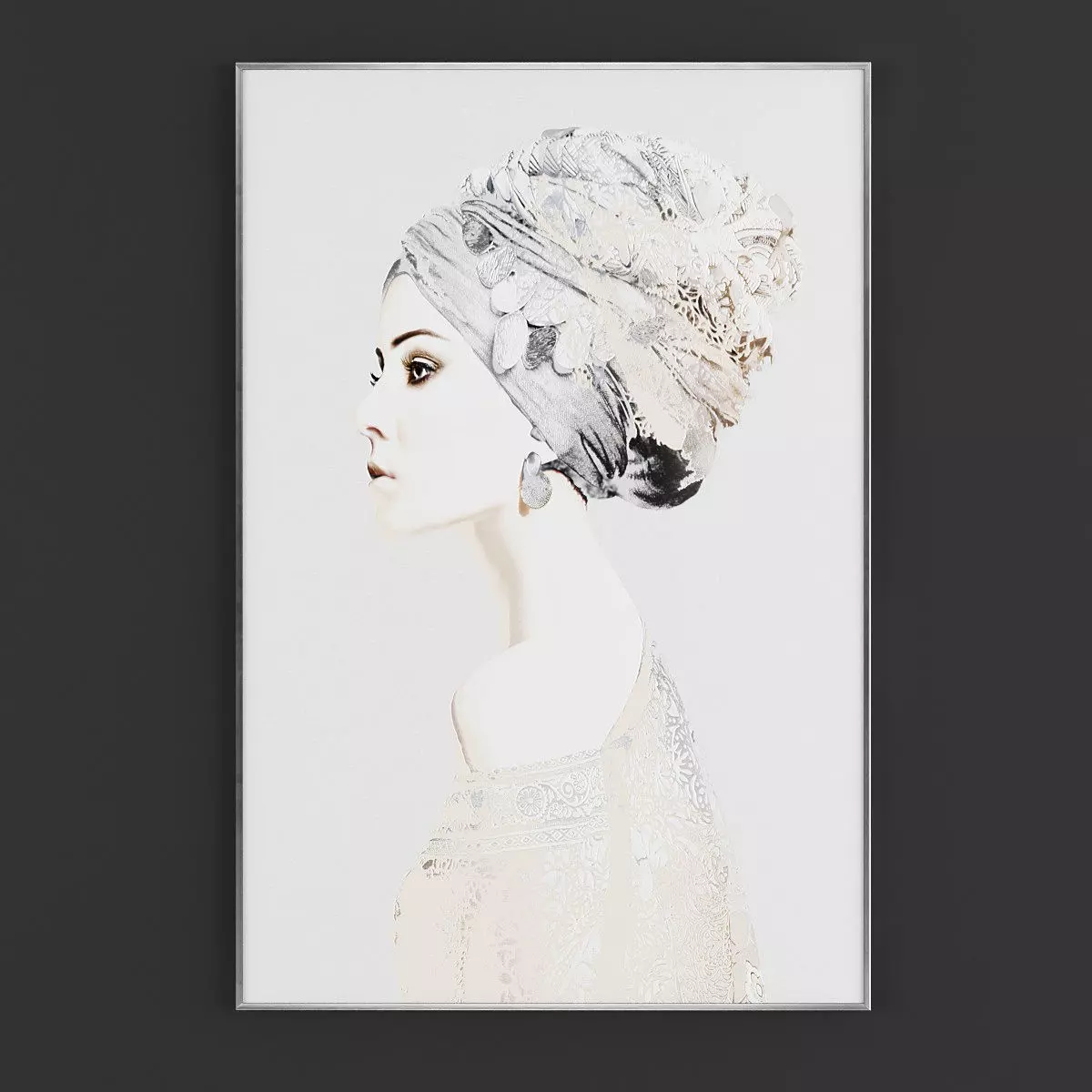 Pictures61 portrait of woman in turban Low-poly 3D model_0