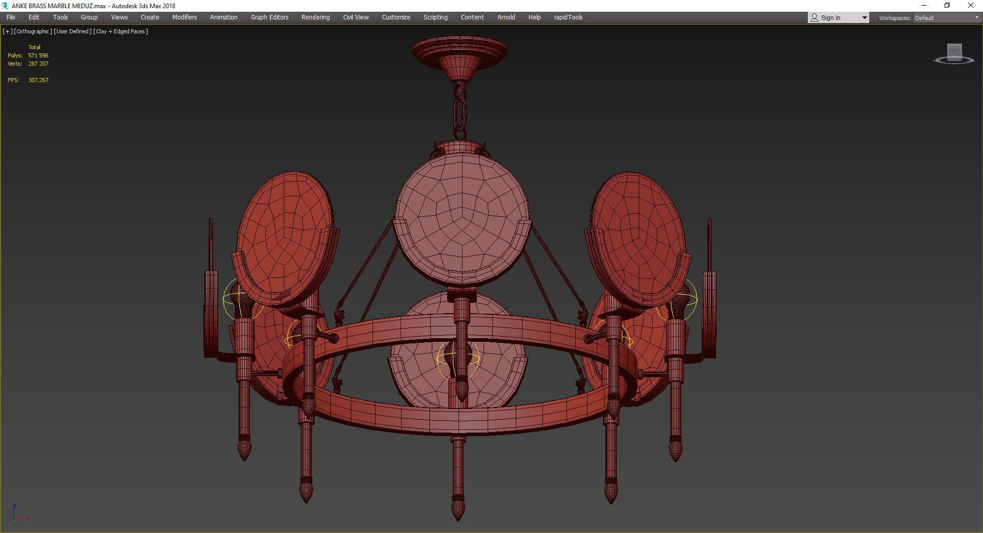 ANKE BRASS MARBLE MEDUZ 3D model_2