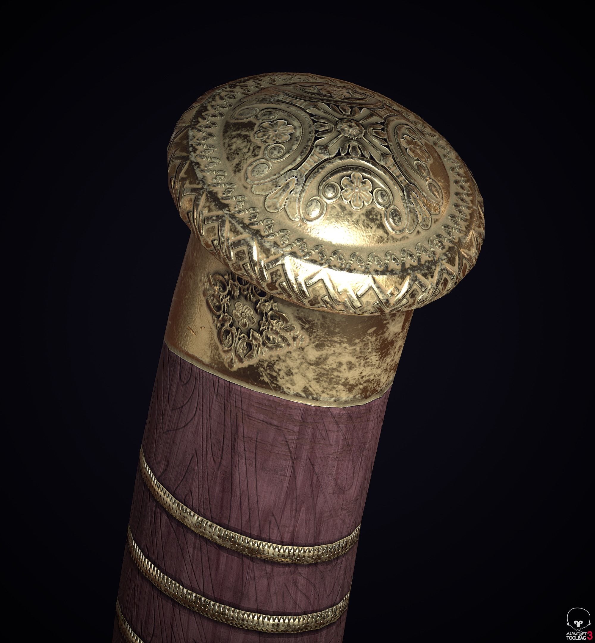 Ancient dagger engraving Low-poly 3D model_3