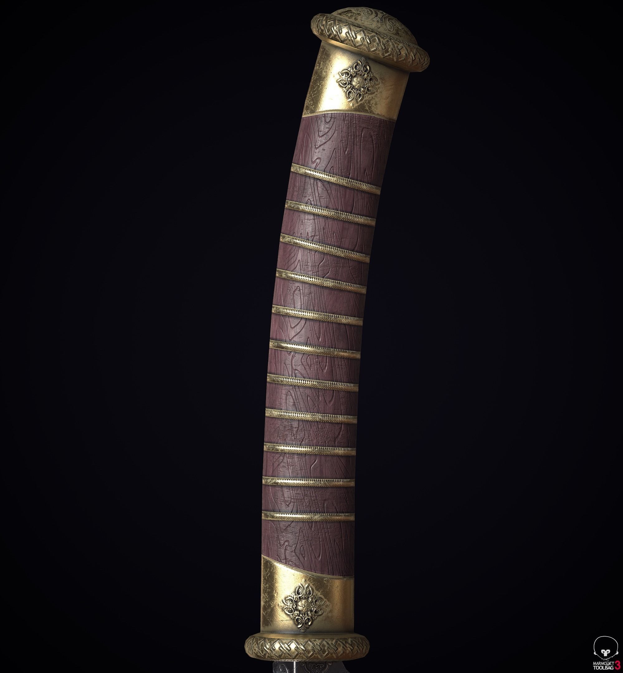 Ancient dagger engraving Low-poly 3D model_4
